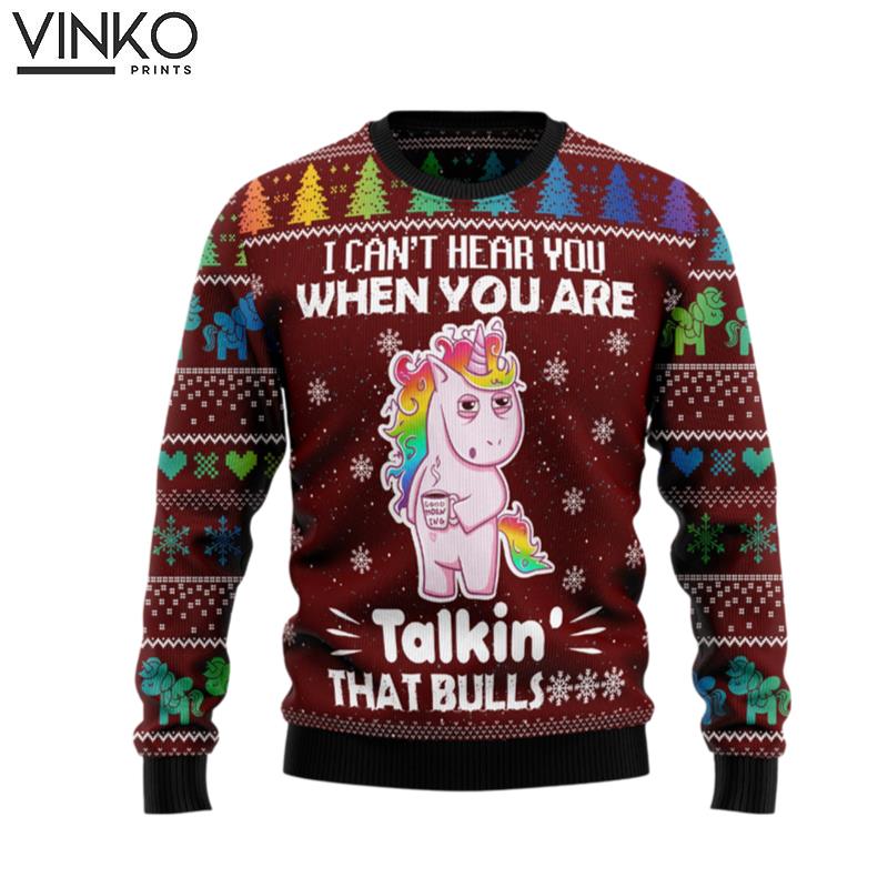 I Cant Hear You Unicorn TG51028 Ugly Christmas Sweater